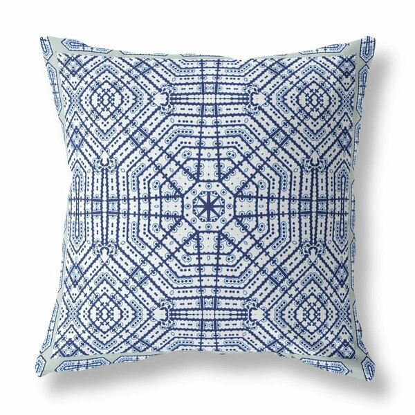 Palacedesigns 16 in. Geostar Indoor & Outdoor Throw Pillow Navy White & Black PA3101304